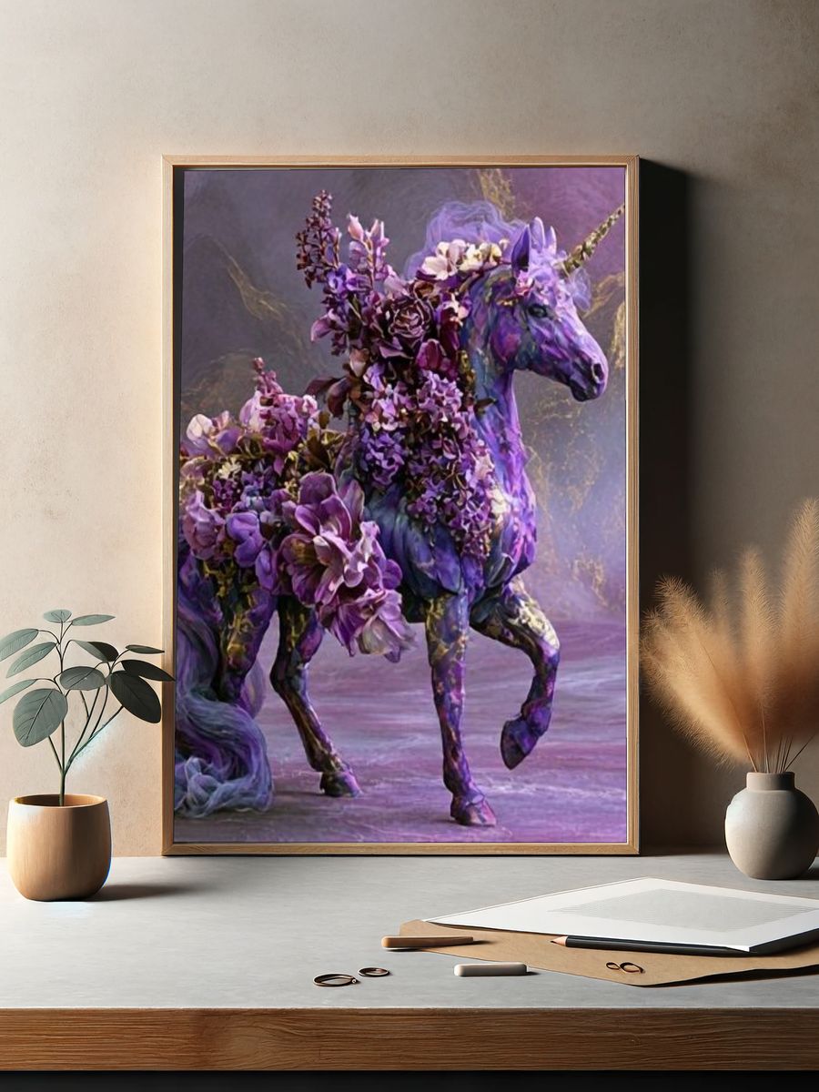 Floral Unicorn Fantasy Print. — room view 2