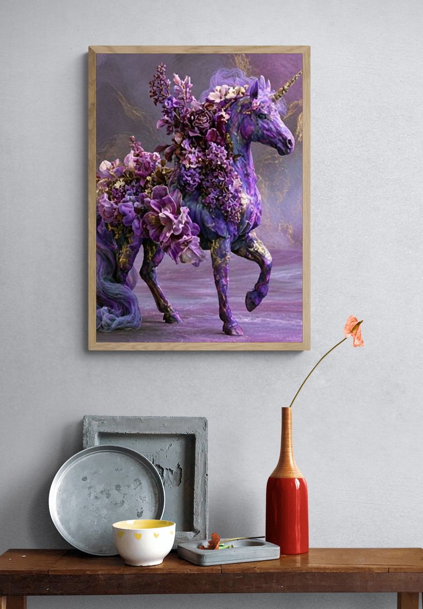 Floral Unicorn Fantasy Print. — room view 3