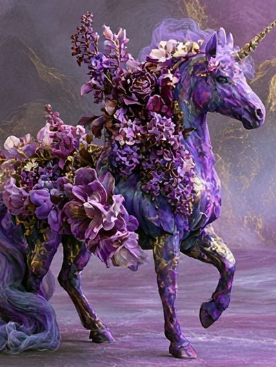 Floral Unicorn Fantasy Print.