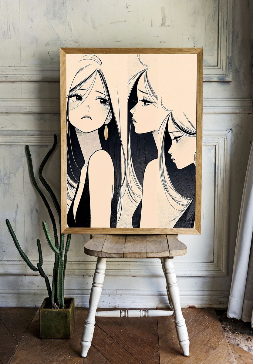 Three Faces of Elegance Illustration Poster. room preview