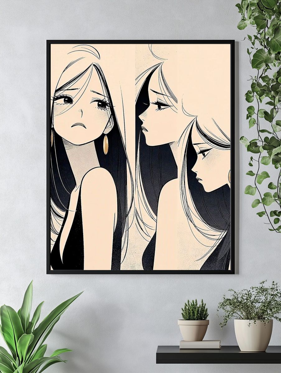 Three Faces of Elegance Illustration Poster. — room view 4