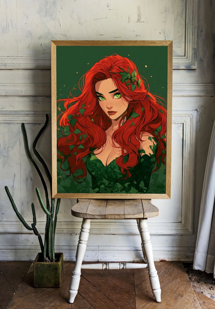 Red-Haired Forest Muse Illustration Poster. room preview