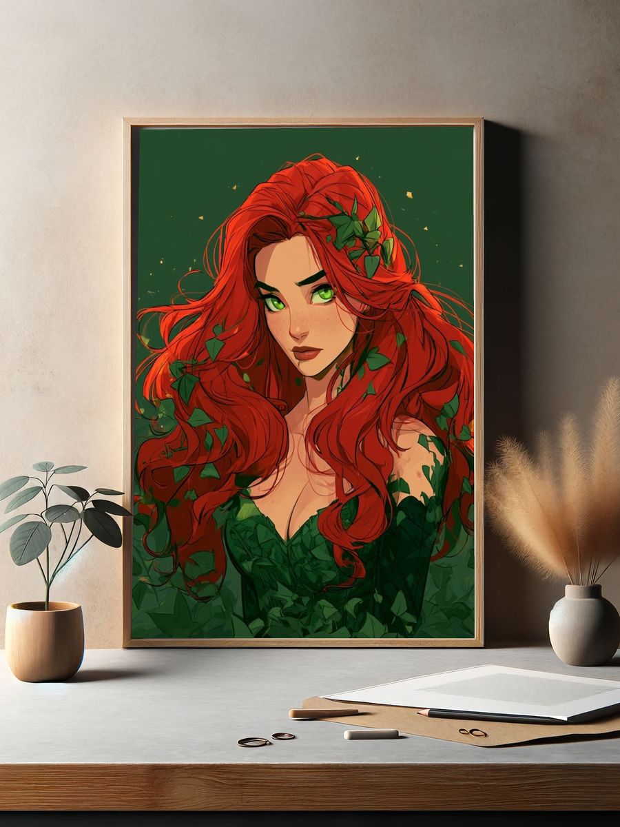 Red-Haired Forest Muse Illustration Poster. — room view 2