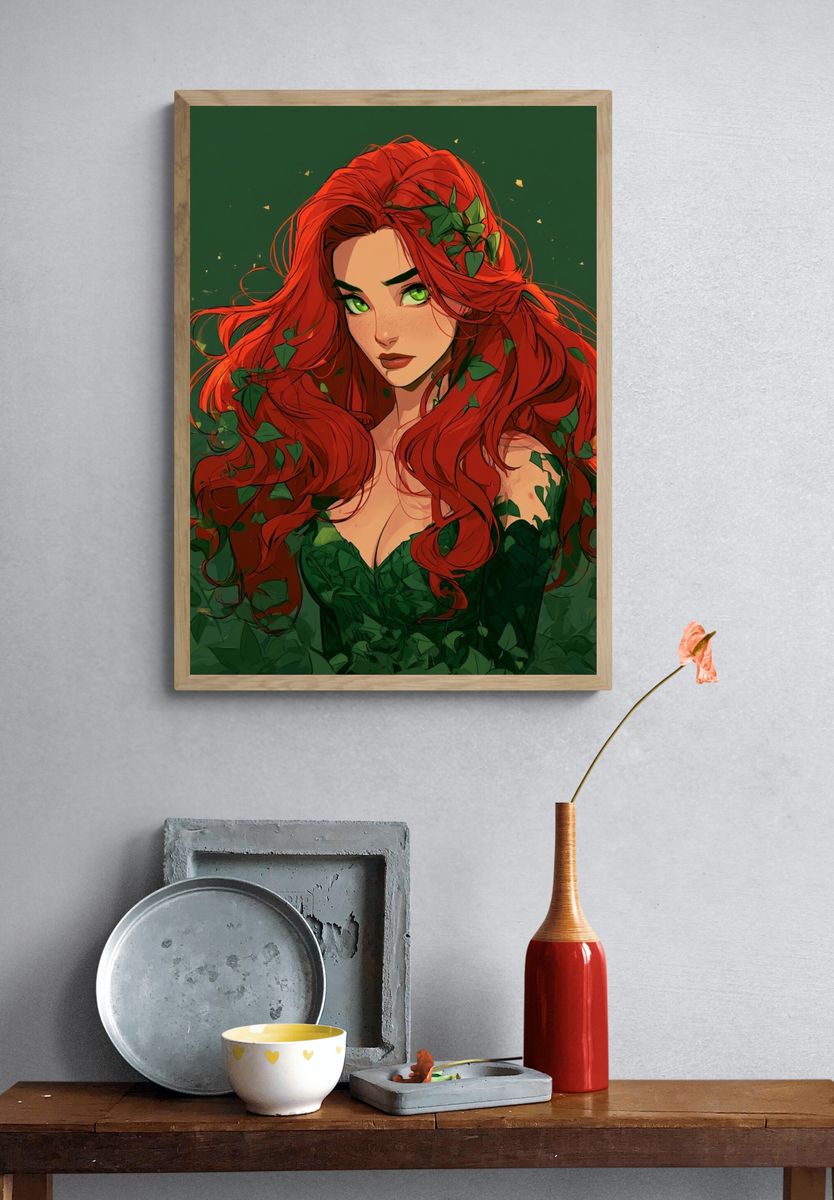 Red-Haired Forest Muse Illustration Poster. — room view 3