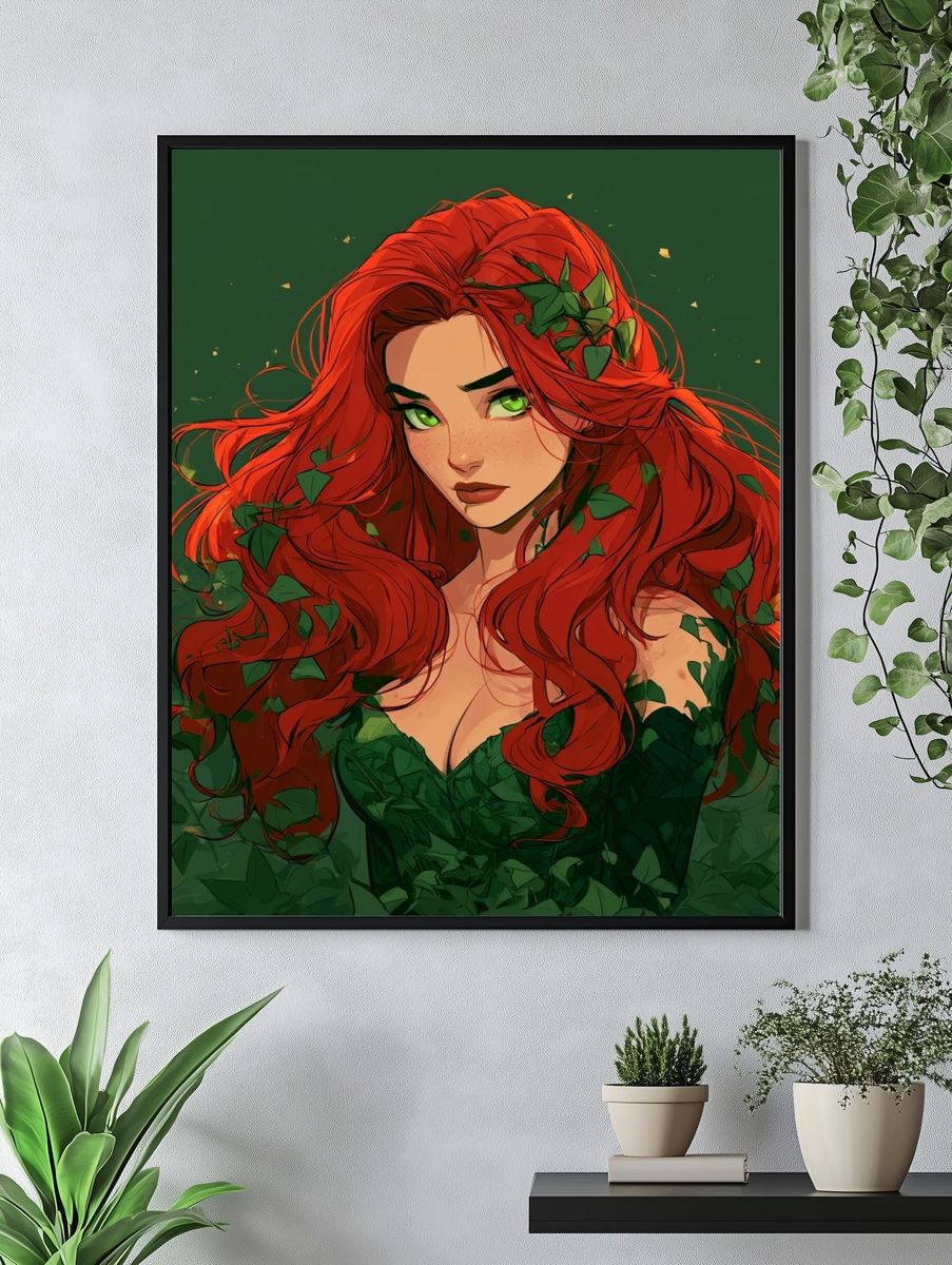 Red-Haired Forest Muse Illustration Poster. — room view 4