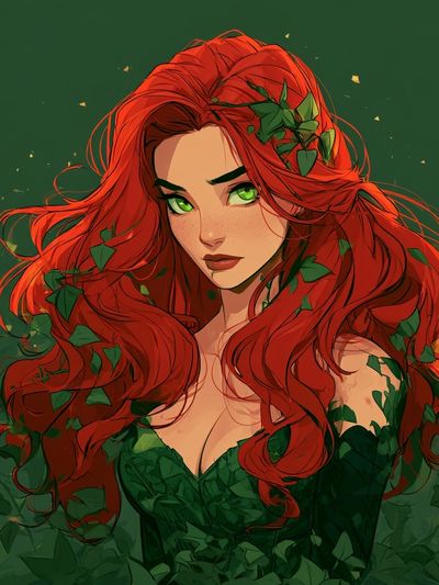 Red-Haired Forest Muse Illustration Poster.