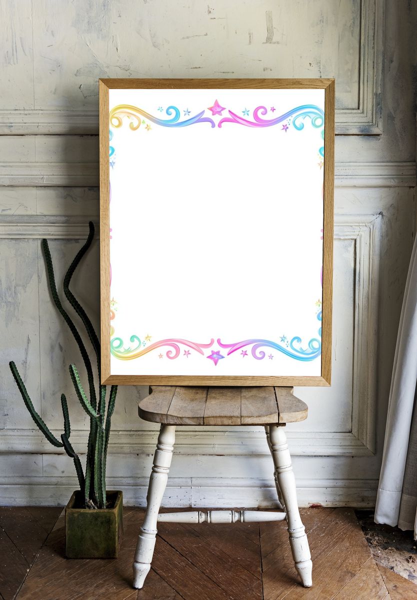 Rainbow Swirl Frame Illustration Poster. room preview