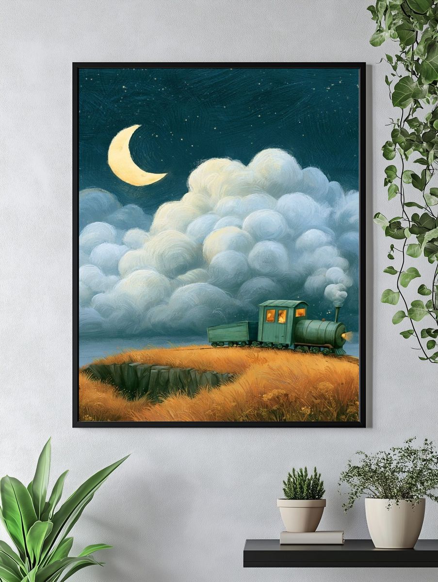 Moonlit Train Dreamscape Poster. — room view 4