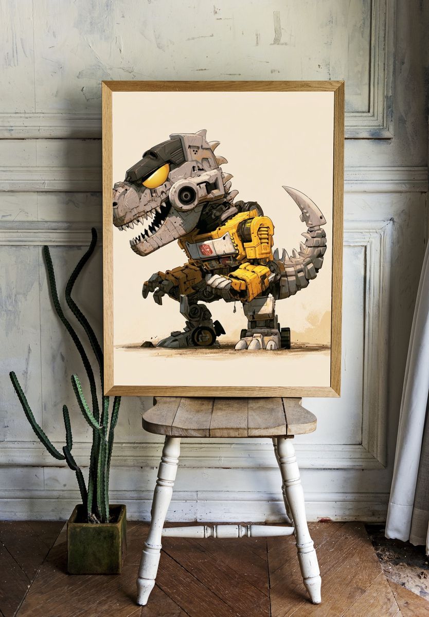 Robot T-Rex Digital Art Poster. room preview