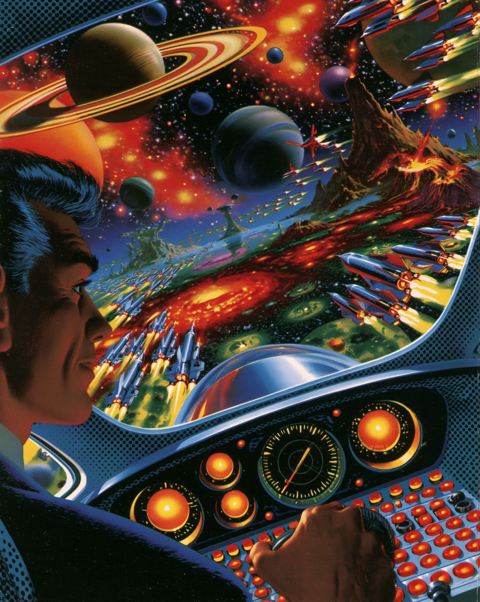 Retro Space Battle Illustration Poster. poster detail