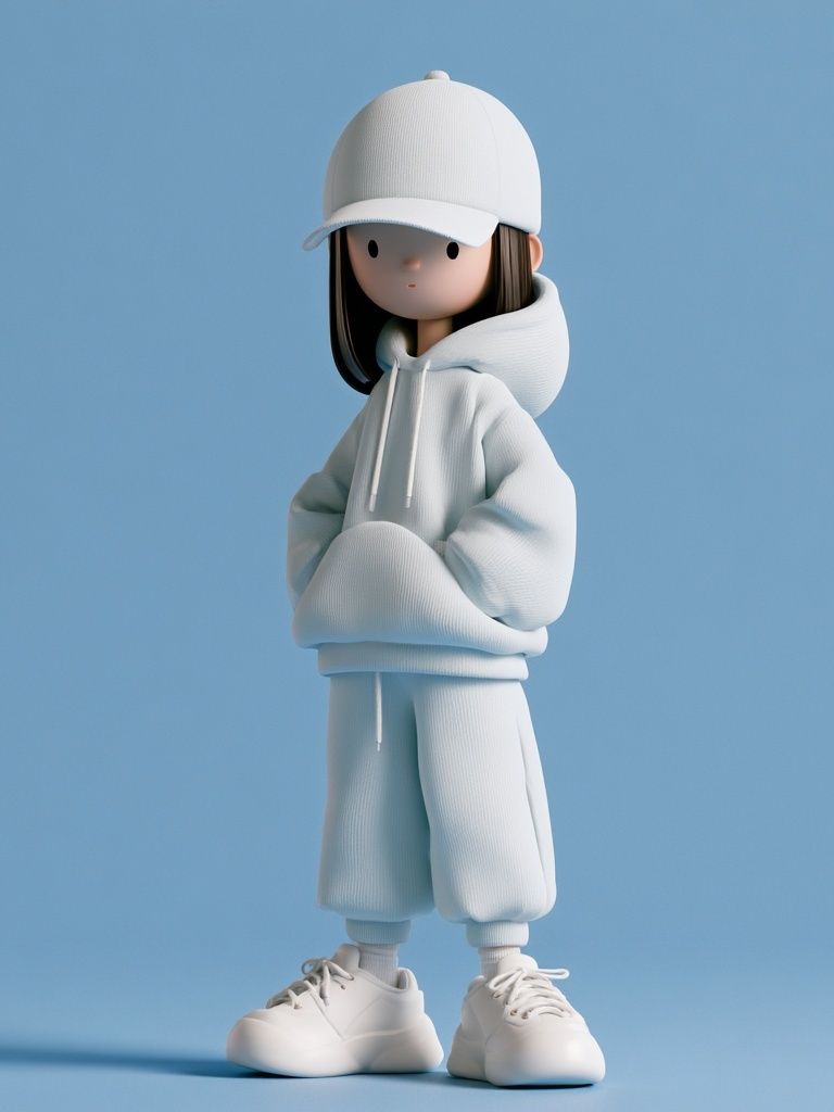 Minimalist Girl in White Hoodie Poster. poster detail