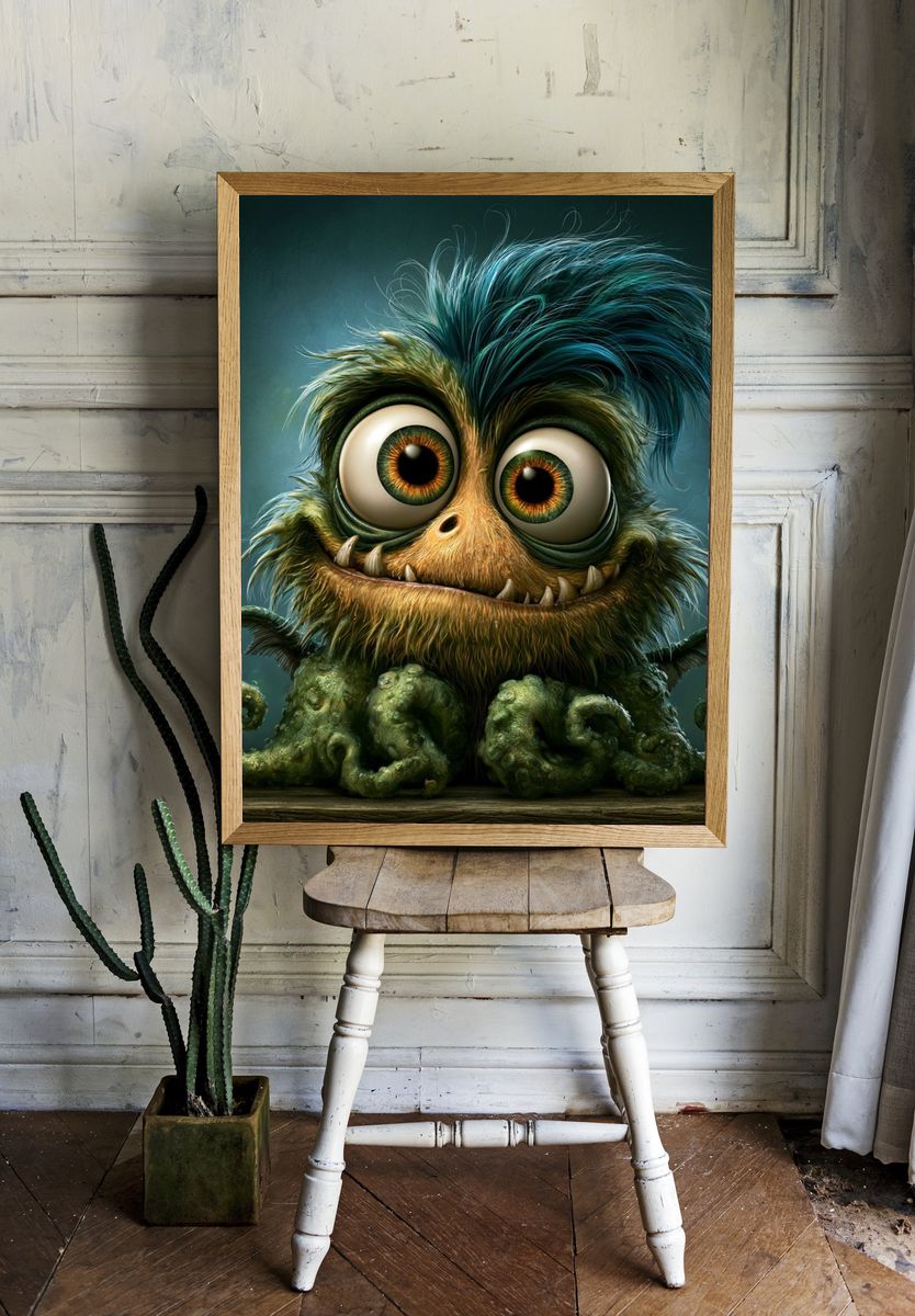 Cute Monster Illustration Poster. — room view 1