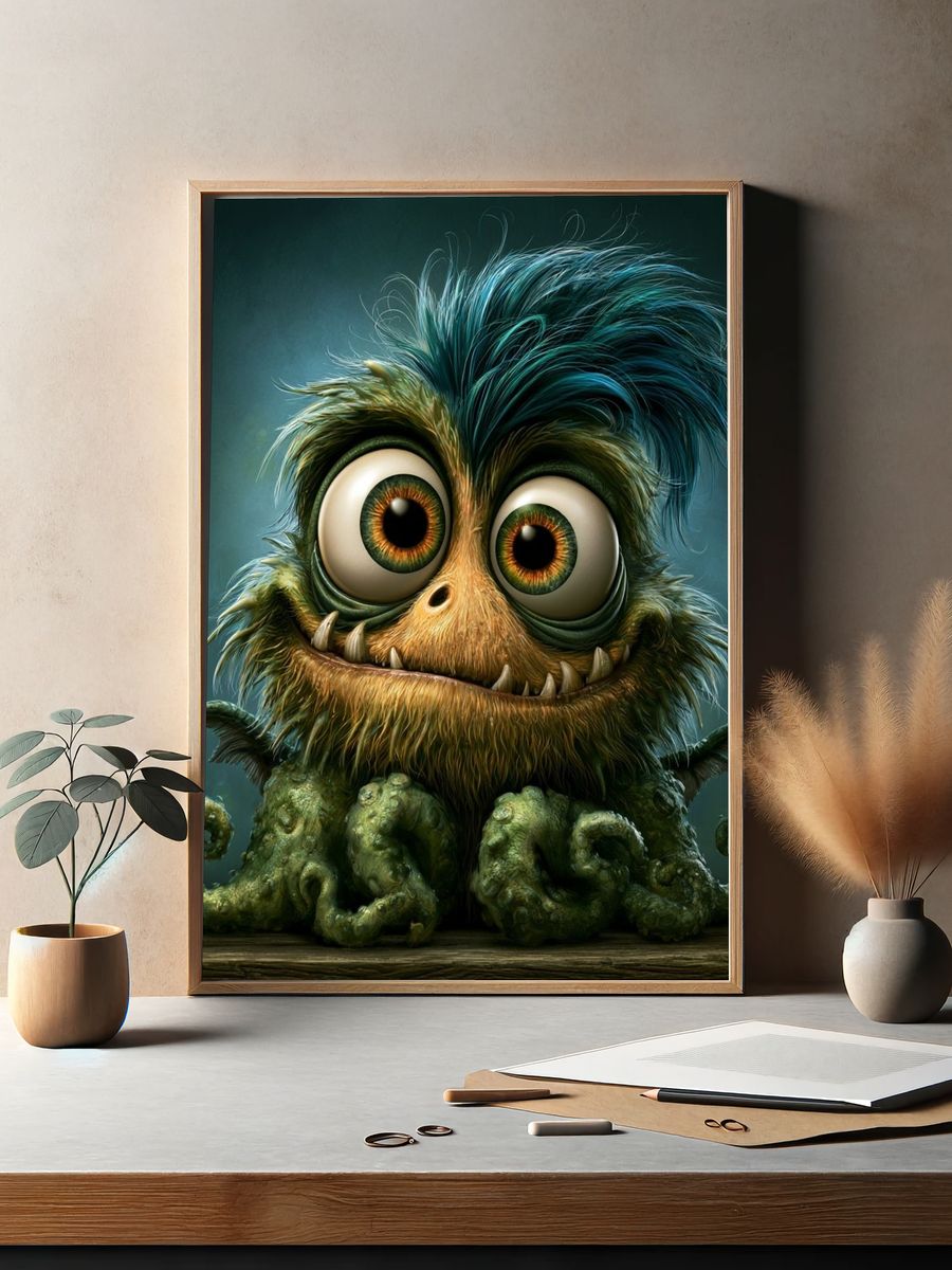 Cute Monster Illustration Poster. — room view 2