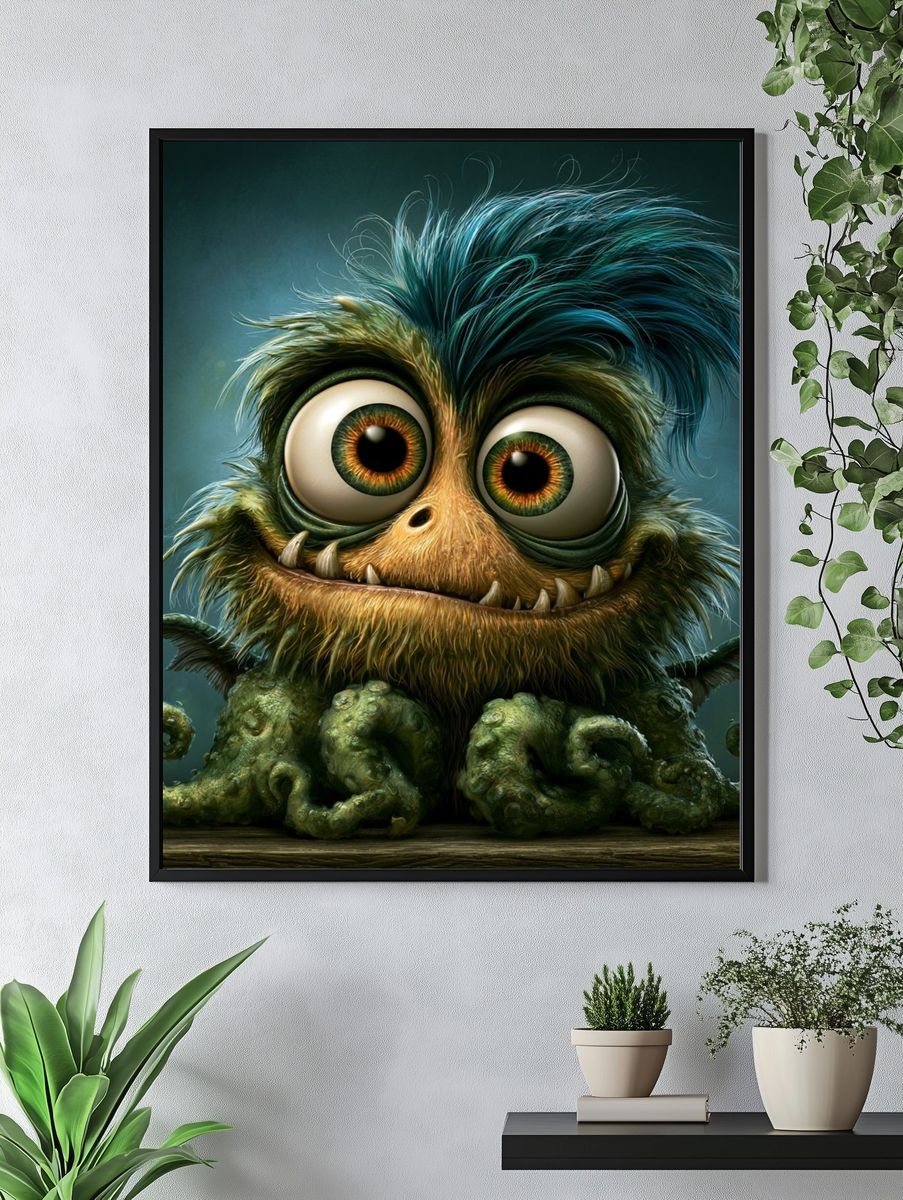 Cute Monster Illustration Poster. — room view 4