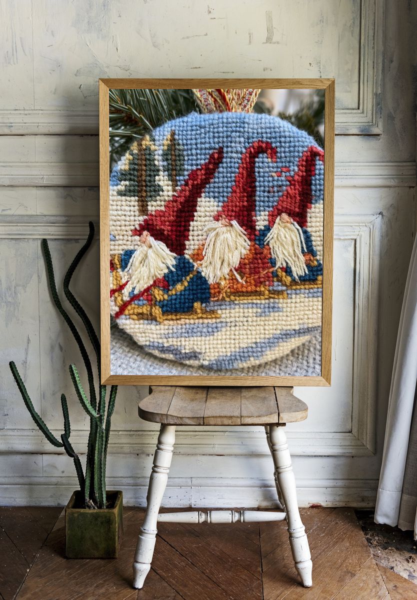 Skiing Gnomes Illustration Print. — room view 1