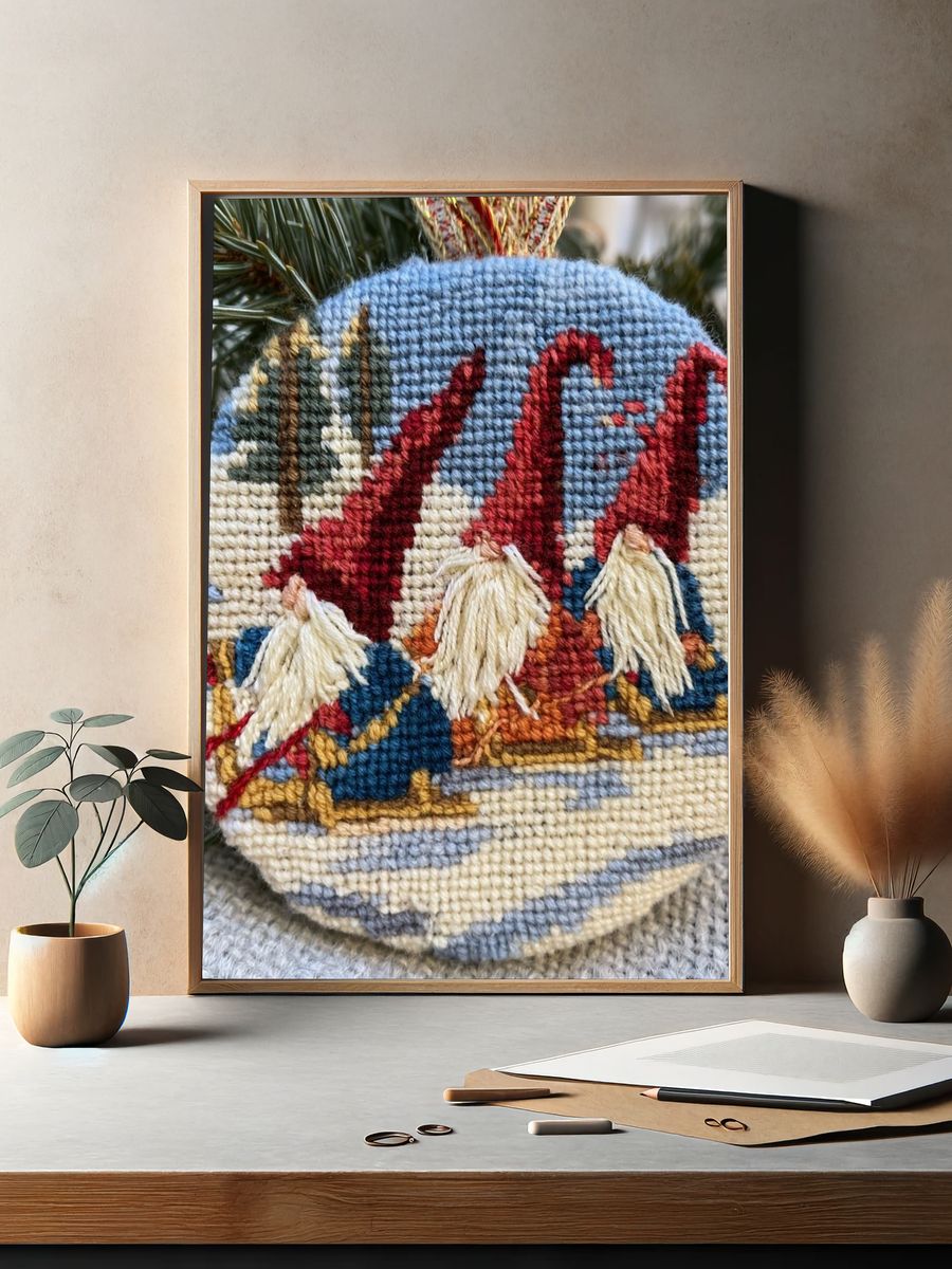 Skiing Gnomes Illustration Print. — room view 2