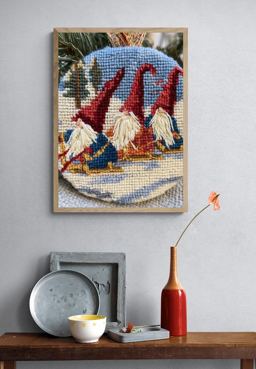 Skiing Gnomes Illustration Print. — room view 3