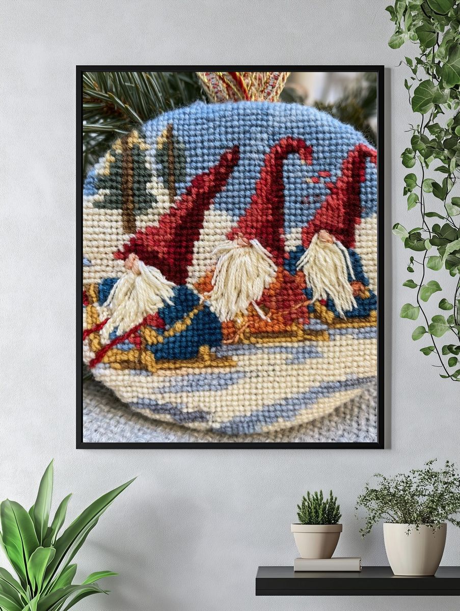 Skiing Gnomes Illustration Print. — room view 4