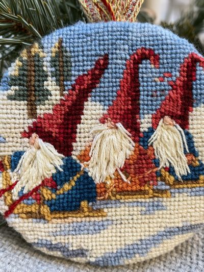 Skiing Gnomes Illustration Print. poster