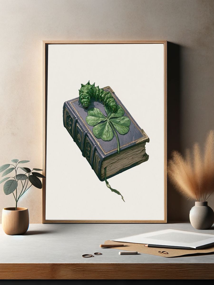 Clover Book Caterpillar Illustration Poster. — room view 2