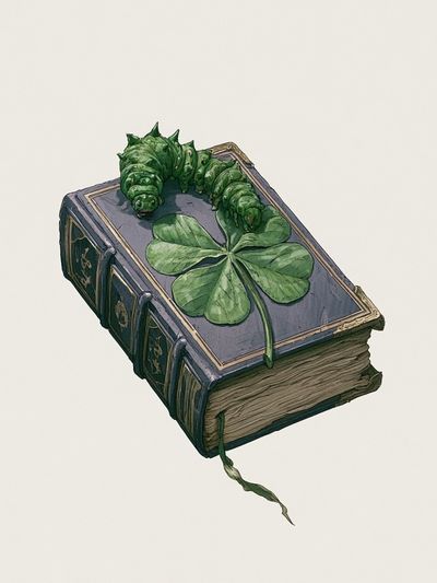 Clover Book Caterpillar Illustration Poster.