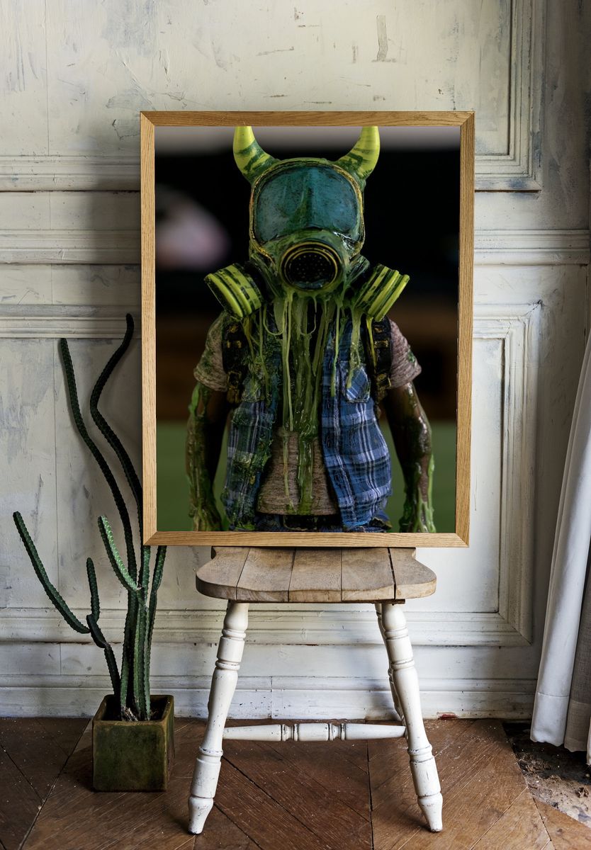 Toxic Horned Figure Illustration Poster. room preview