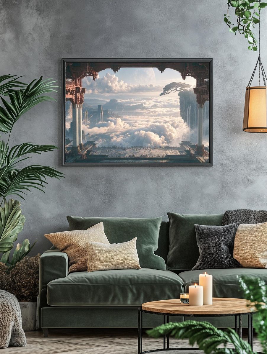 Floating Temple Skyscape Poster. — room view 4