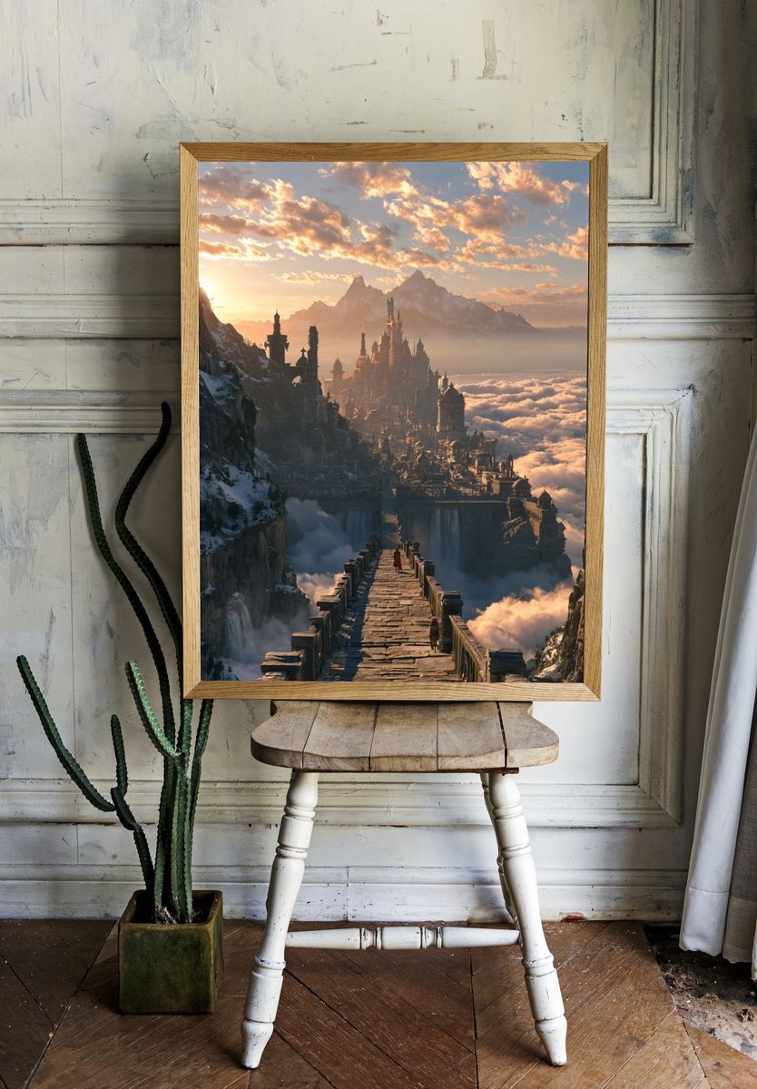 Fantasy Mountain Citadel Print. room preview
