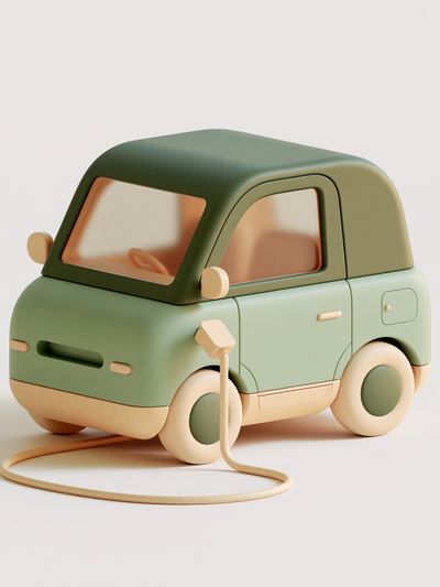 Mini Electric Car Illustration Poster.