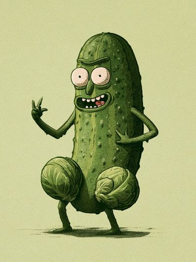 Pickle Character Illustration Poster.