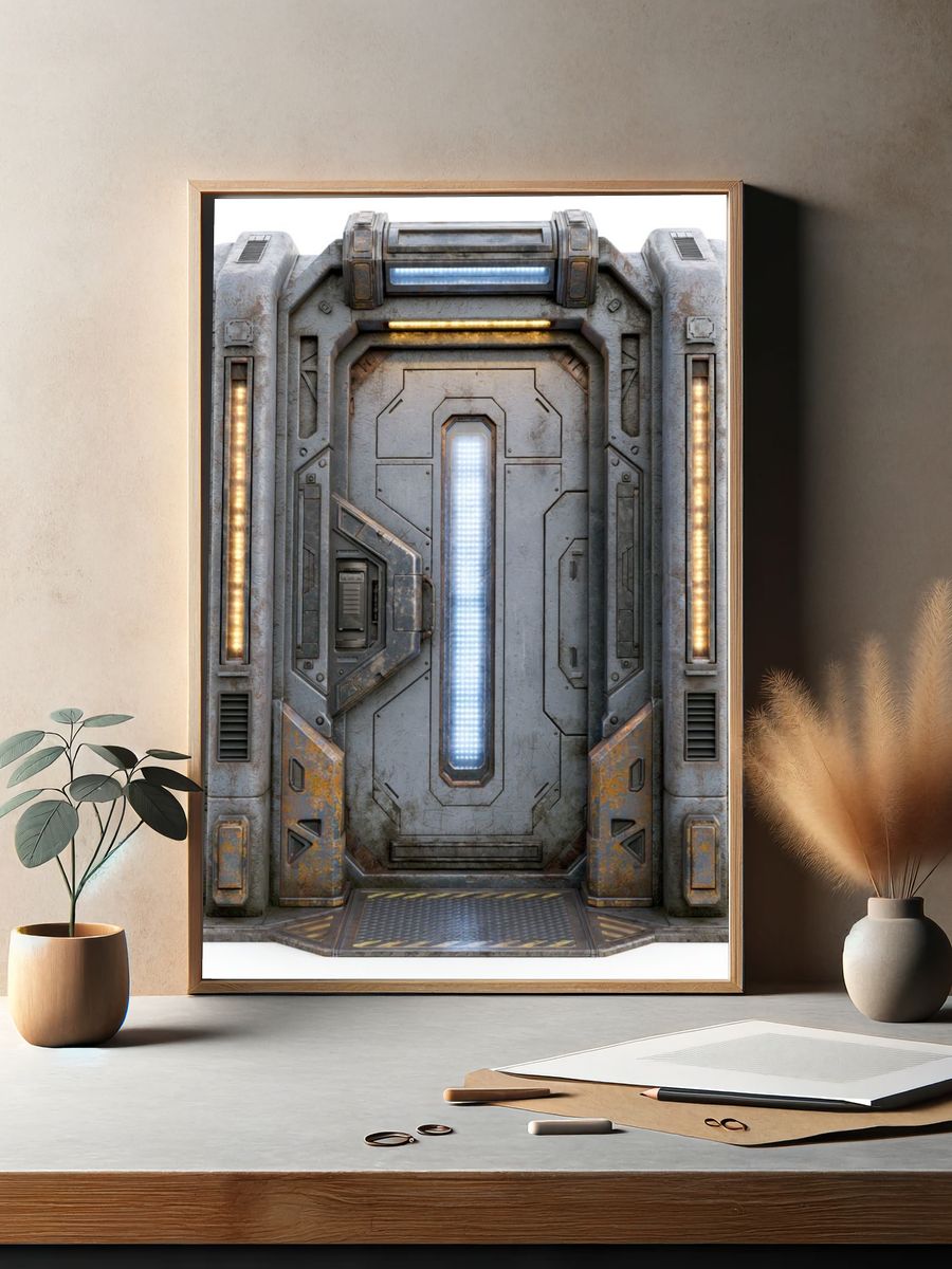 Sci-Fi Space Door Illustration Poster. — room view 2
