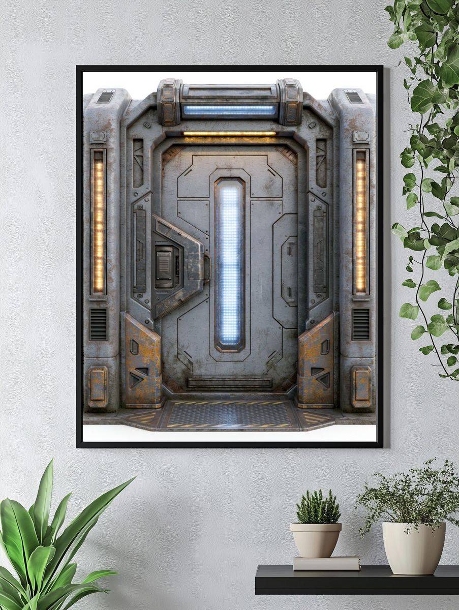 Sci-Fi Space Door Illustration Poster. — room view 4