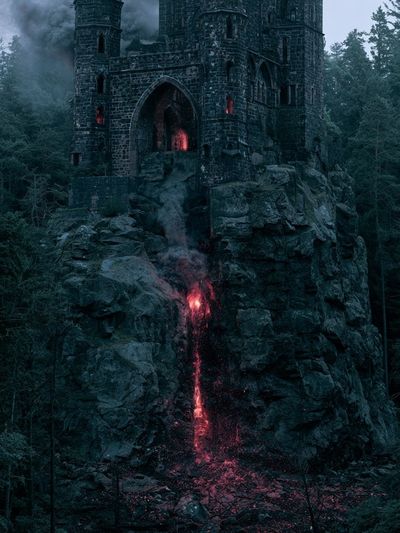 Haunted Castle in the Forest Print. poster