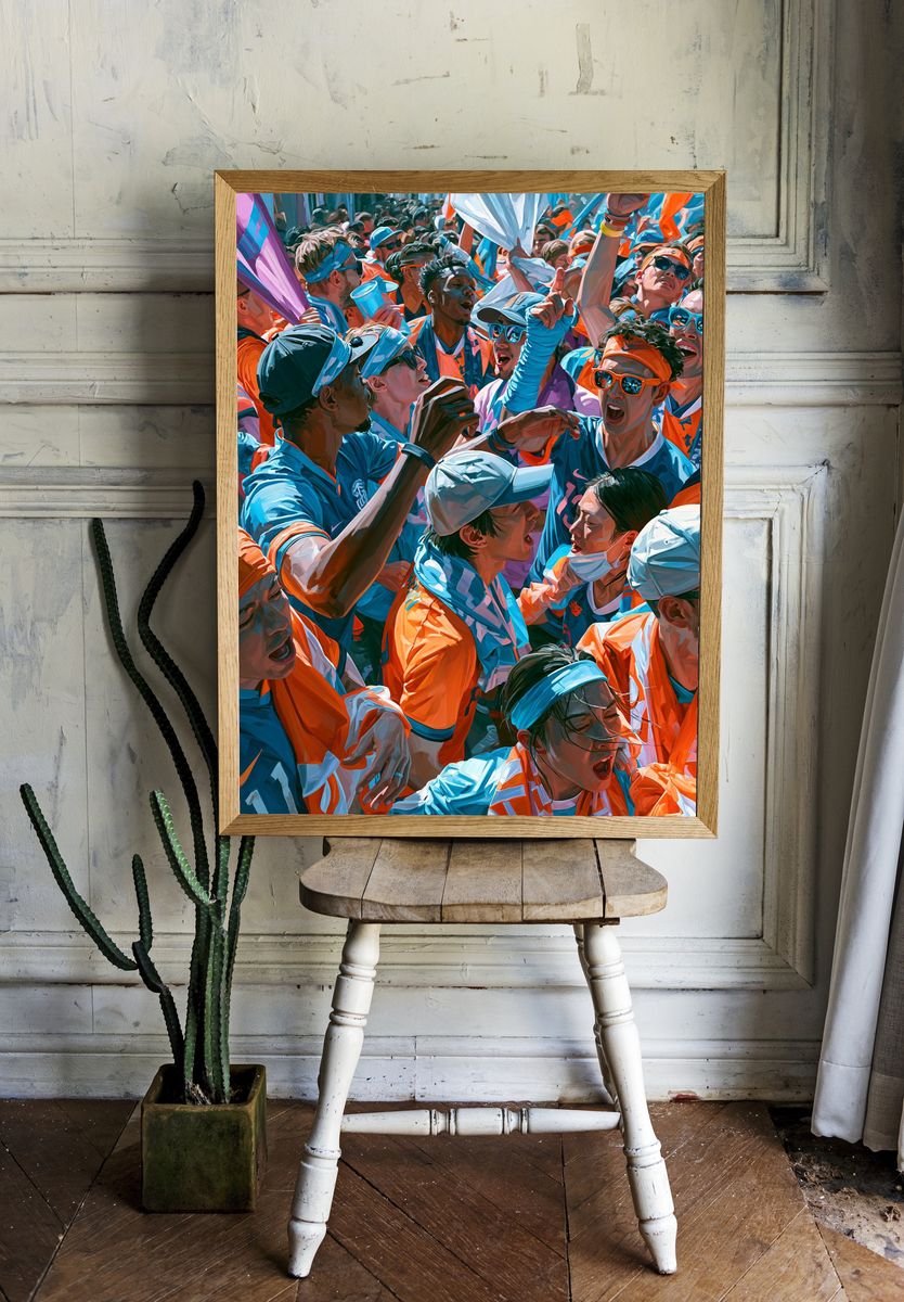 Energetic Crowd Celebration Illustration Poster. — room view 1