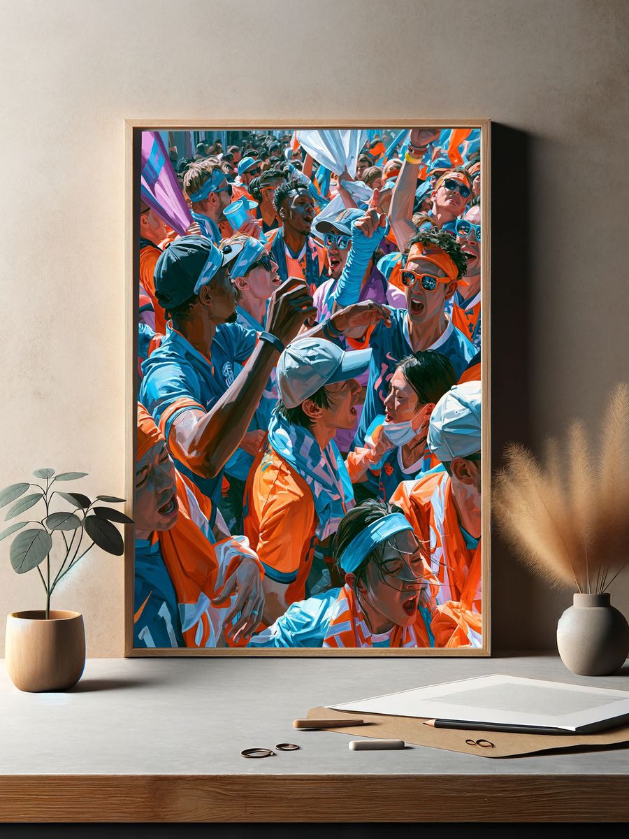 Energetic Crowd Celebration Illustration Poster. — room view 2