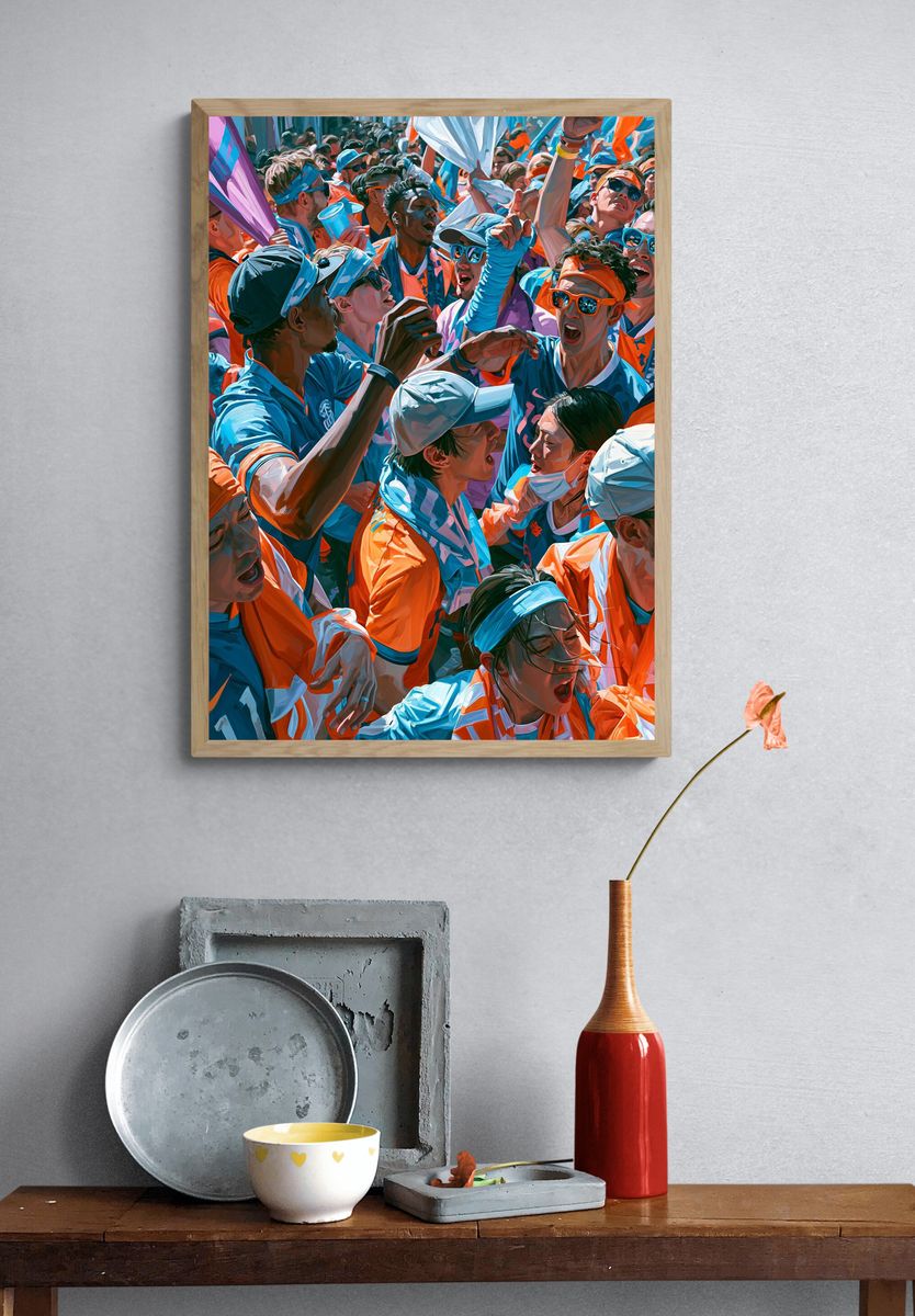 Energetic Crowd Celebration Illustration Poster. — room view 3