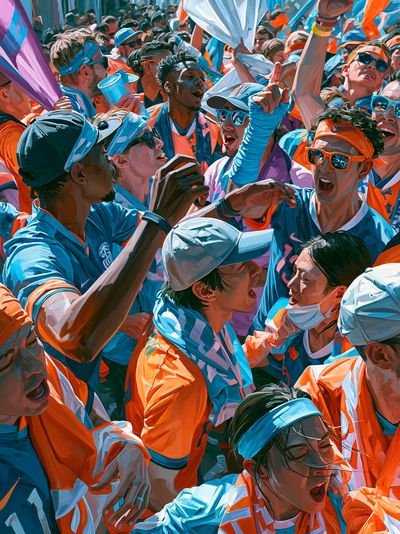Energetic Crowd Celebration Illustration Poster. poster print