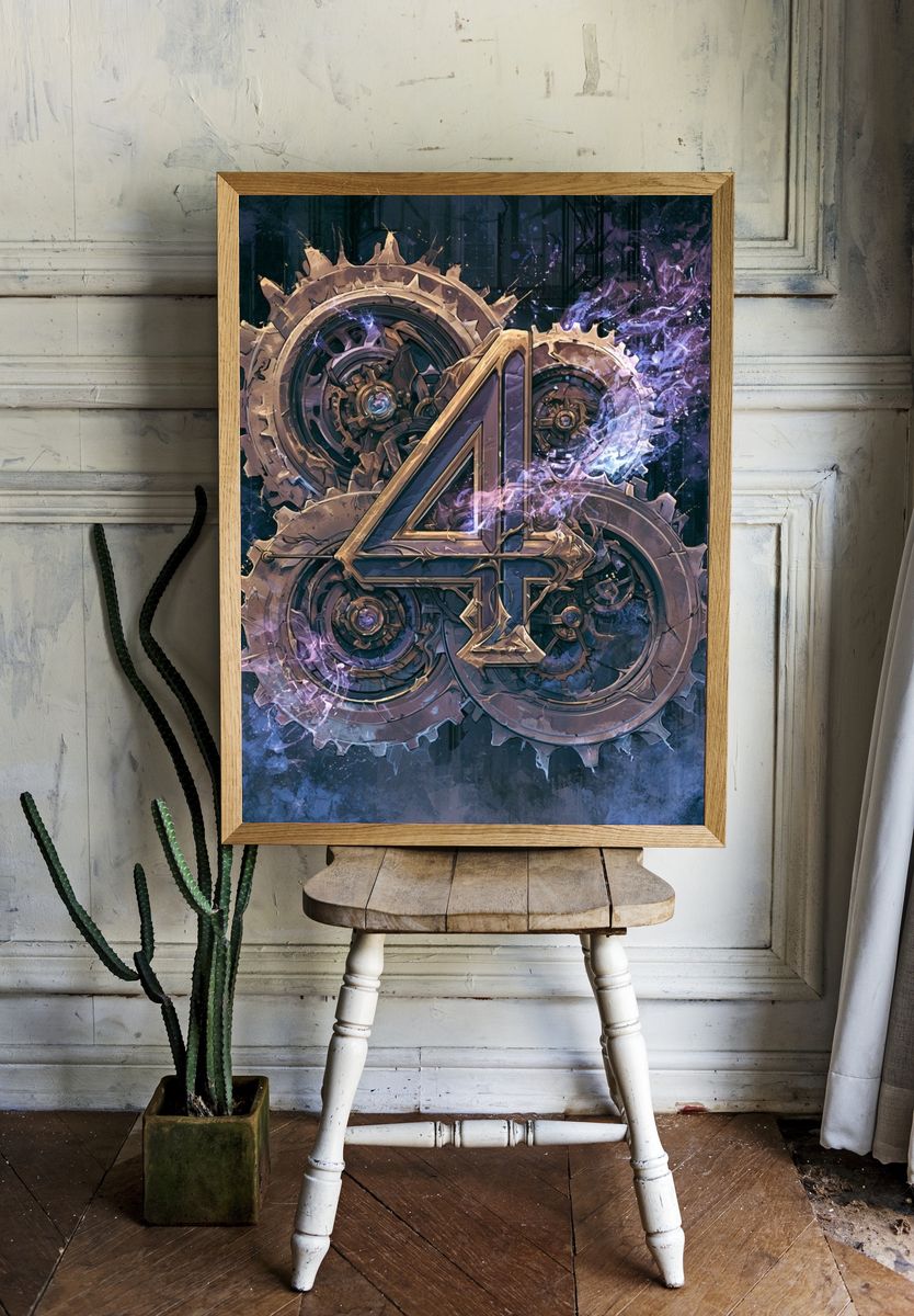 Steampunk Number Four Print. room preview