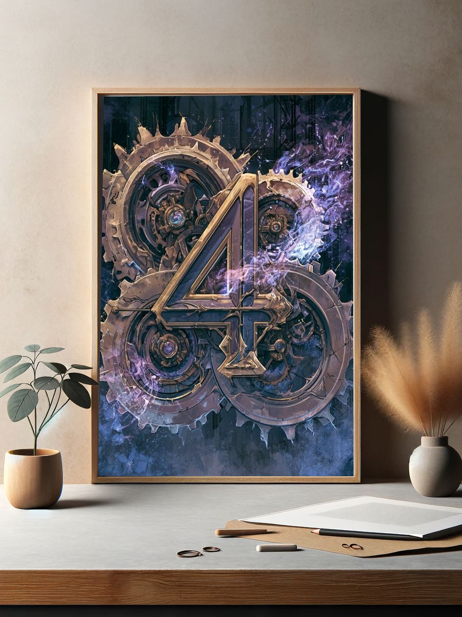 Steampunk Number Four Print. — room view 2