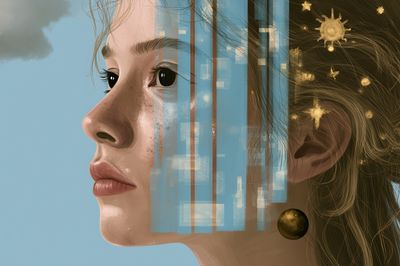 Dreamy Girl Portrait Illustration Poster. poster
