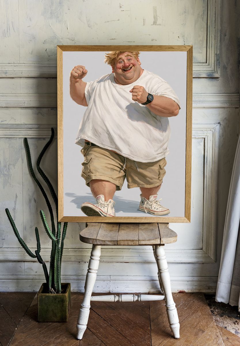 Cheerful Man Portrait Illustration Poster. — room view 1