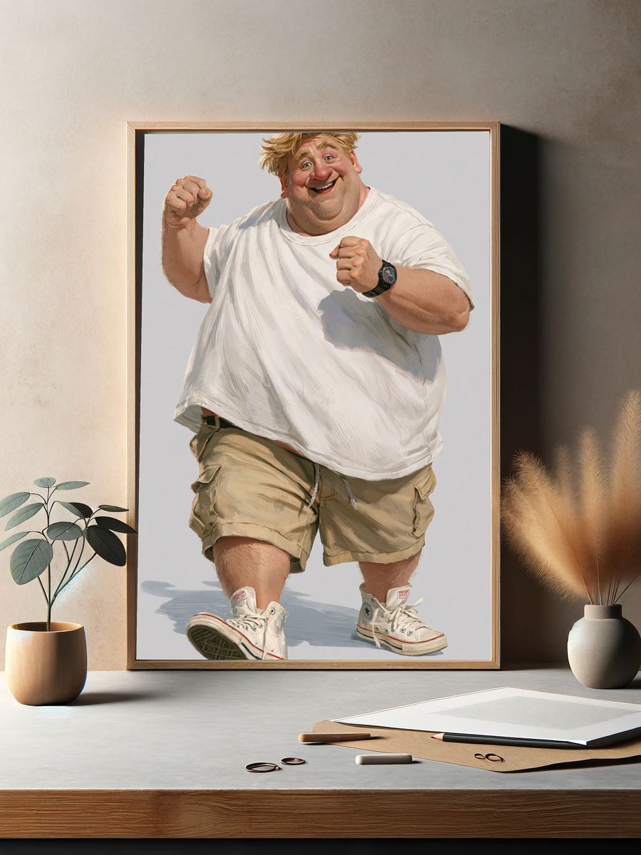 Cheerful Man Portrait Illustration Poster. — room view 2