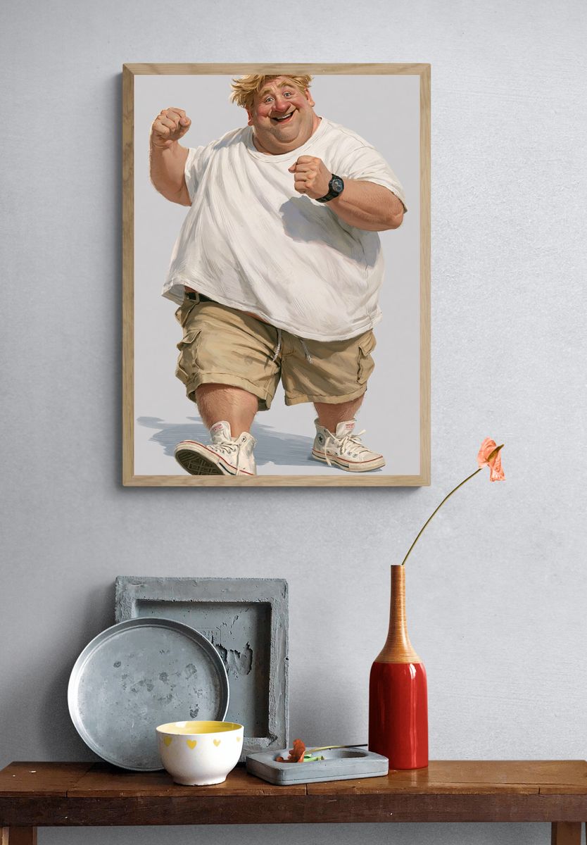 Cheerful Man Portrait Illustration Poster. — room view 3