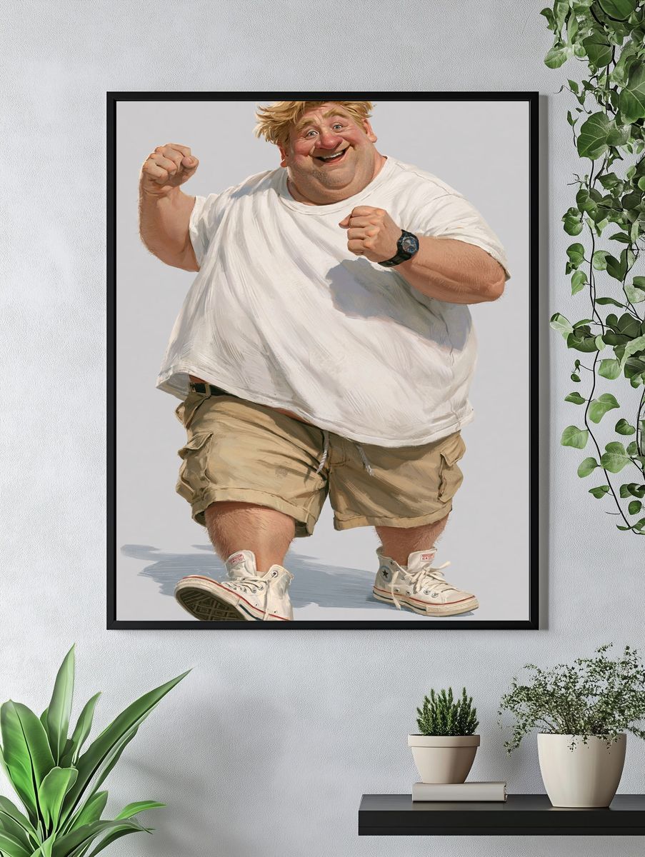Cheerful Man Portrait Illustration Poster. — room view 4