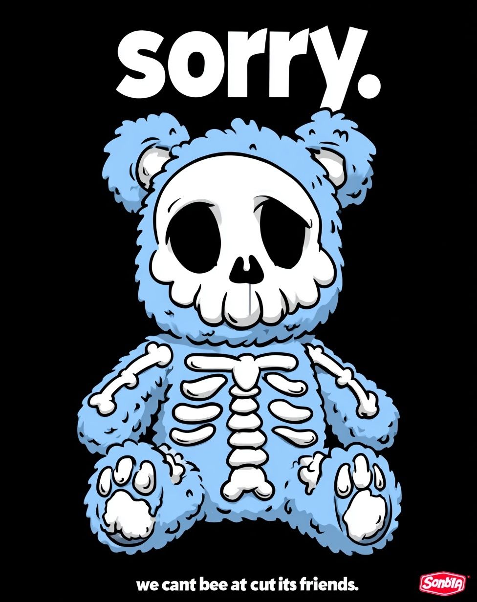 Sorry Skeleton Bear Cartoon Poster. poster — illustration art