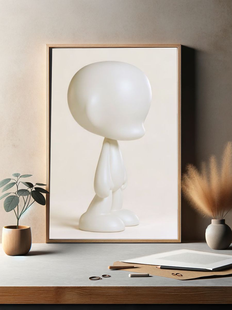 Minimal White Character Poster. — room view 2
