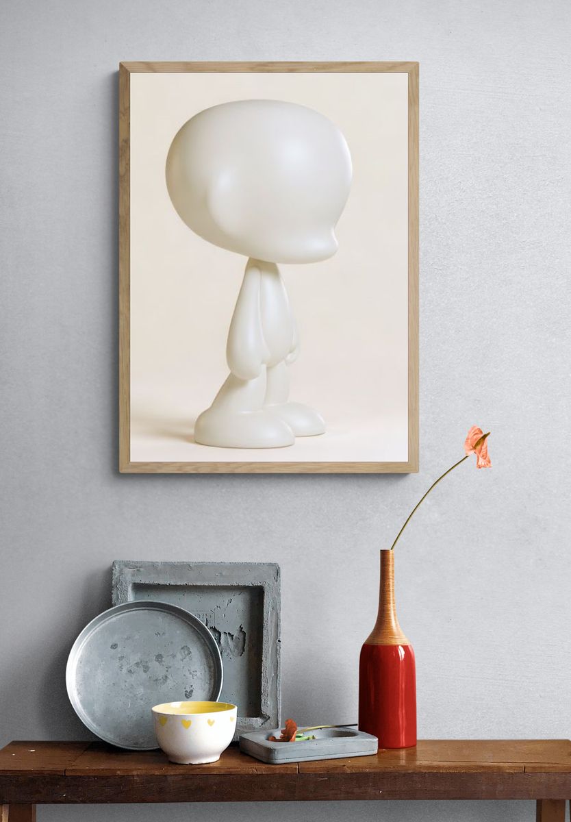 Minimal White Character Poster. — room view 3