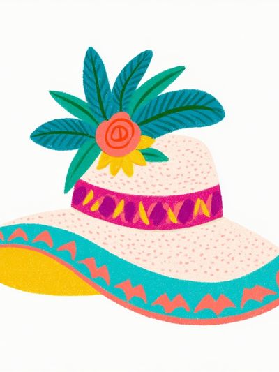 Tropical Sun Hat Illustration Poster. poster