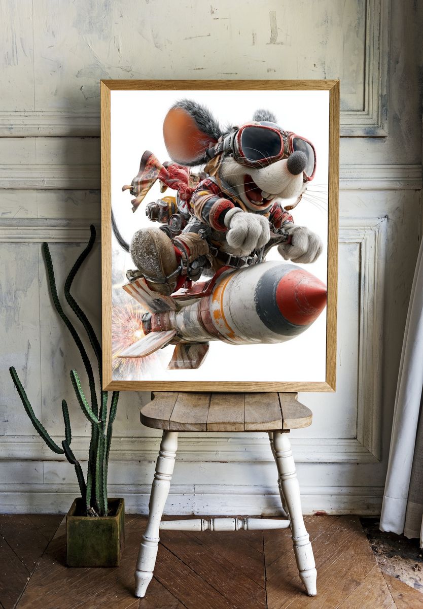 Rocket Mouse Digital Art Poster. room preview