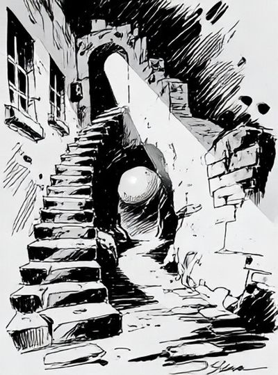 Surreal Staircase Ink Poster.